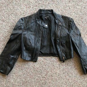 bebe black leather jacket